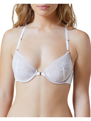 

SKARLETT BLUE Intimates Белая розовая золотая застежка спереди Футболка Demi Coverage, Белый, 328184
