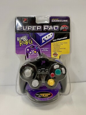 PLAYTECH Super Pad Pro for Nintendo Gamecube Controller PGC002 Black New Sealed