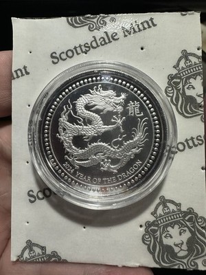 2024 2 oz Silver Lunar Year of the Dragon .999 Fine Silver
