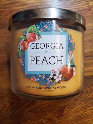 Bath & Body Works White Barn GEORGIA PEACH 3-Wick 14.5 Oz Scented Candle