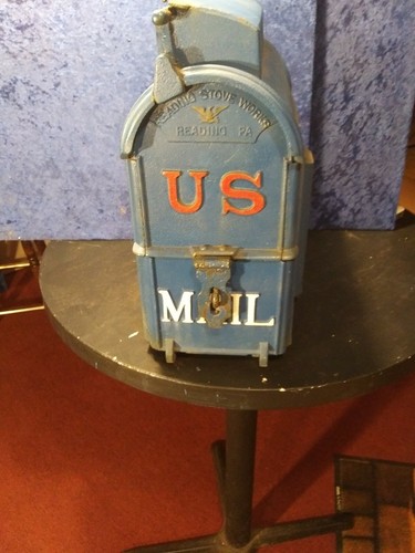 Antique 1894 Cast Iron U.S. Mail Box Reading Stove Works Post Office bracket
