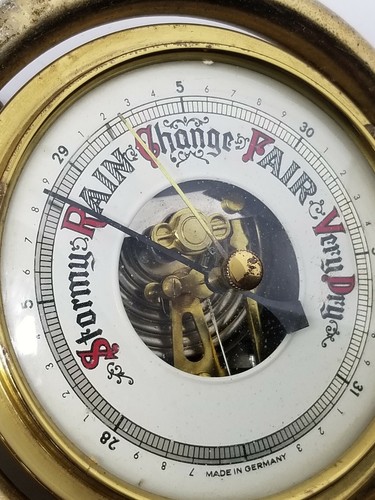 Vintage Barometer, Horn Shaped, Brass, Made In Germany