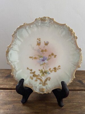 Vintage Lewis Strauss & Sons LS&S Limoges France Gold Gilt Trim Blue Plate 5.75 