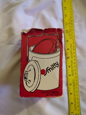 Vintage Smitty BY Coty Body Talc Powder 3.0oz  Thermo Serv Plastic Container Wit