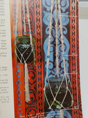 Wall Pot Hangers Jewelry Owl Mad about Macrame Hazel Pearson Handicrafts VTG 70s