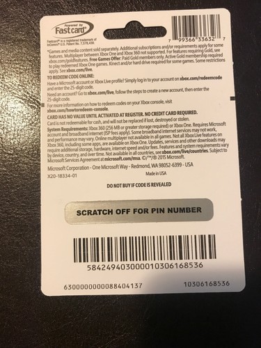 Microsoft Xbox LIVE 12 Month Gold Membership (Physical Card)