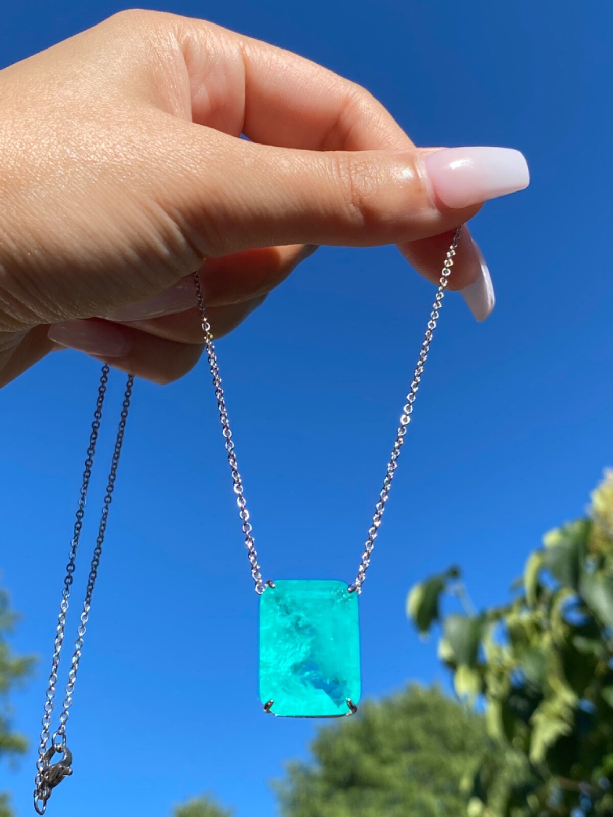 CARIBBEAN TREASURE, GLOWING NATURAL PARAIBA TOURMALINE NECKLACE EXOTIC GEMSTONE