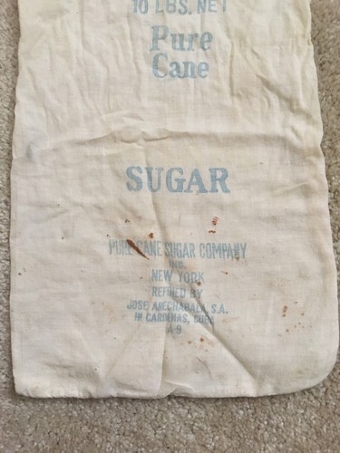 Vintage PURE CANE SUGAR CO 10lb Cloth Sack Bag