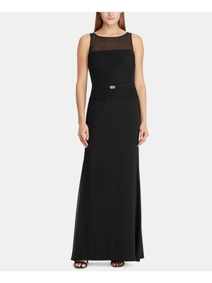 

Женское черное платье-футляр макси с иллюзионным вырезом RALPH LAUREN, Черный