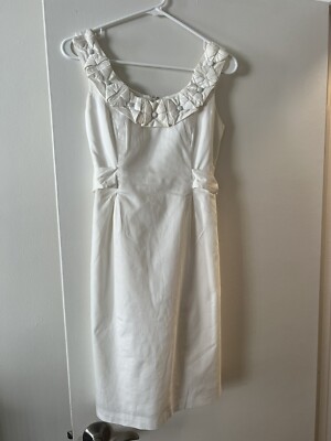 Manoukian Cotton White dress size XS (US US 2-4) , Sleeveless, Embellished Neck