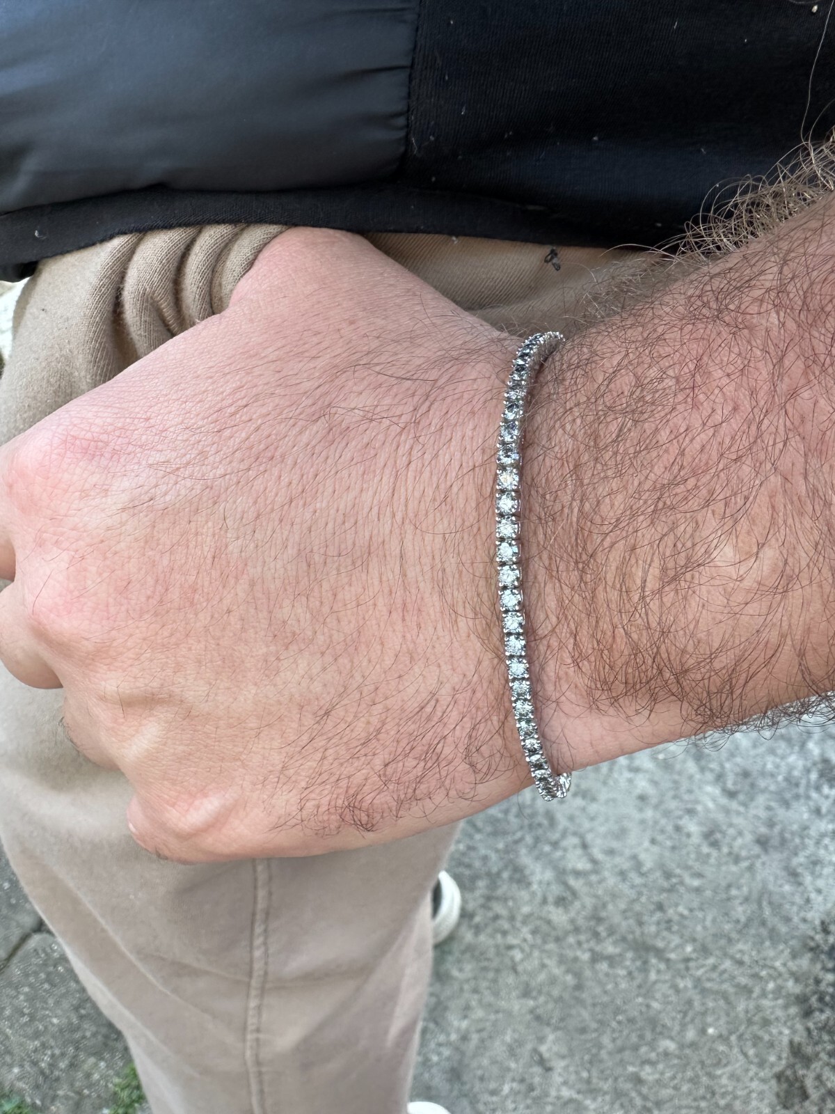 Pre-owned Silver Real Iced Blue Gray Moissanite 3mm Tennis Bracelet 925  Pass Diamond Test