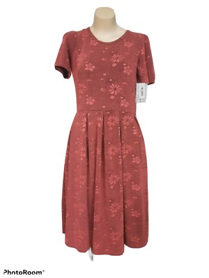 NWT Lularoe RARE Elegant Holiday Large Mauve Floral Leaves Amelia Dress $86  
