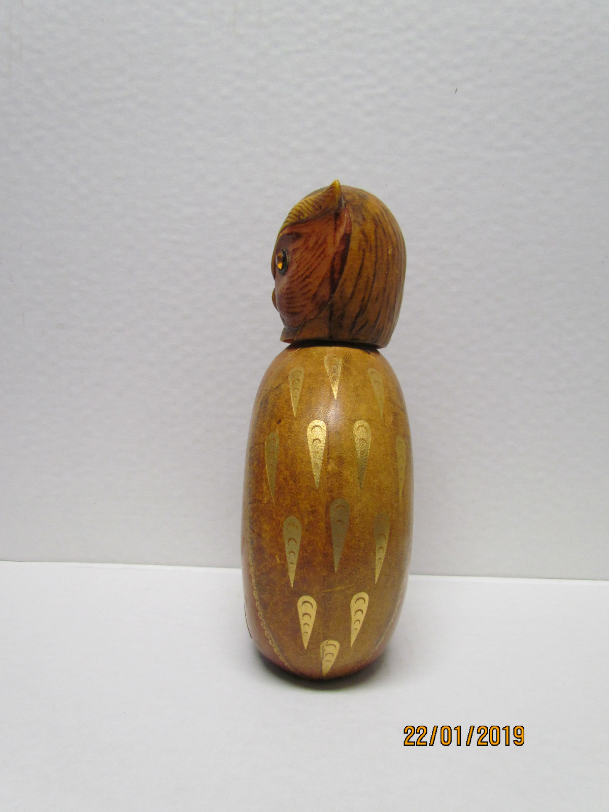 Vintage Original M.A. Leather Handiwork Golden Owl Green Bottle     PayPal ONLY