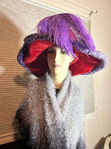 Rouge Chateau by Elope Red Hat Society with purple leopard trim Ladies Vintage