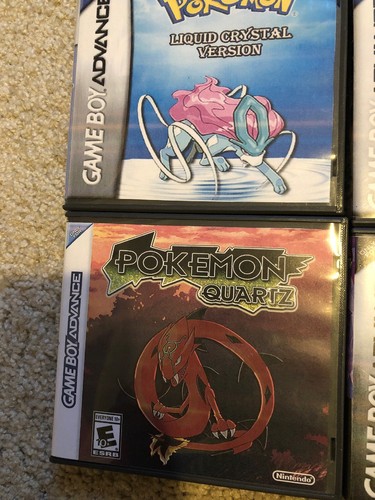 Pokemon Fan hack game Lot! with Custom case/box. Light Platinum, Crystal, Quarts