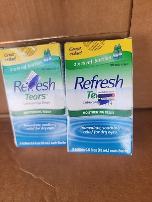 Refresh Tears Lubricant Eye Drops Moisturizing Relief 2 Bottles 0.5oz