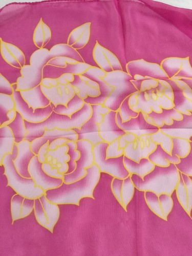 Kafeiya Beautiful Pink Scarf With Beautiful Rose Design 100% Polyester