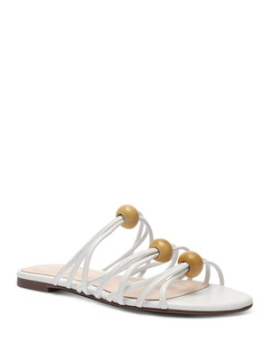 SCHUTZ Womens White Beaded Aster Round Toe Slip On Slide Sandals Shoes 6 B