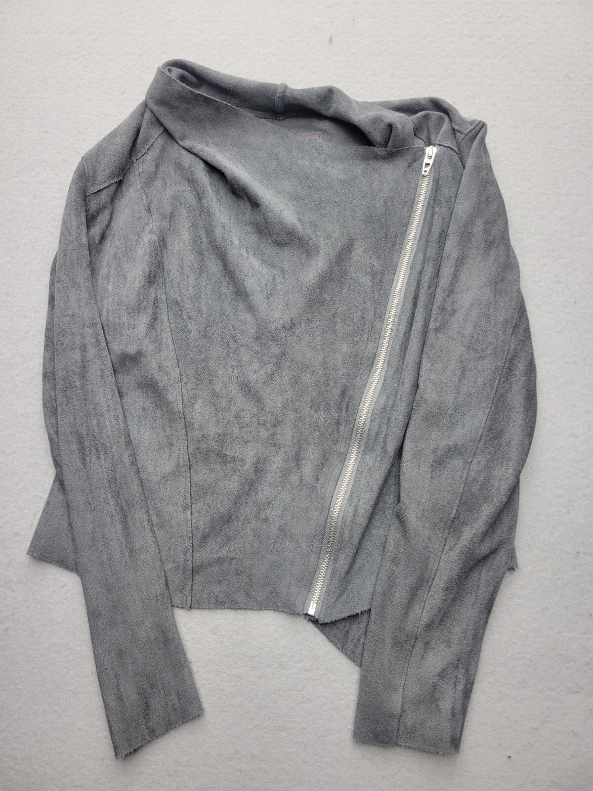 Blank NYC Womens Jacket Medium Gray Asymetrical Solid Short Zip Polyester Blend