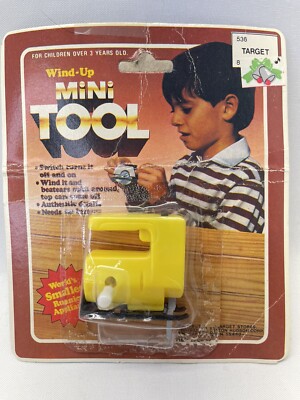 Vintage Wind-Up MINI Tools plastic toys Barbie size Jigsaw.