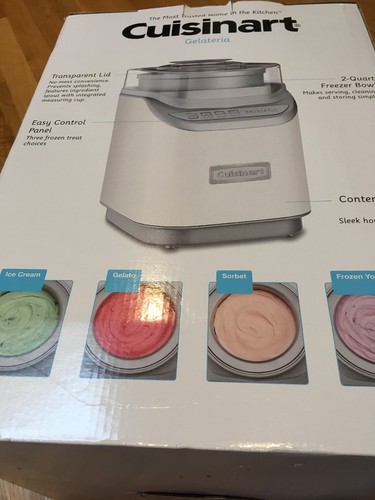 Cuisinart Ice Cream Maker 2 qt. 3-Setting Control Panel Automatic Shutoff White