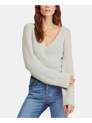 

Женский зеленый свитер FREE PEOPLE с длинным рукавом и V-образным вырезом