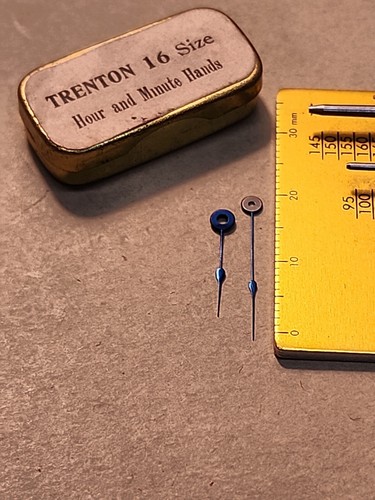 Set Of NOS Trenton 16s Blue Spade Hour/Minute Hands-140/85 Hole Sizes