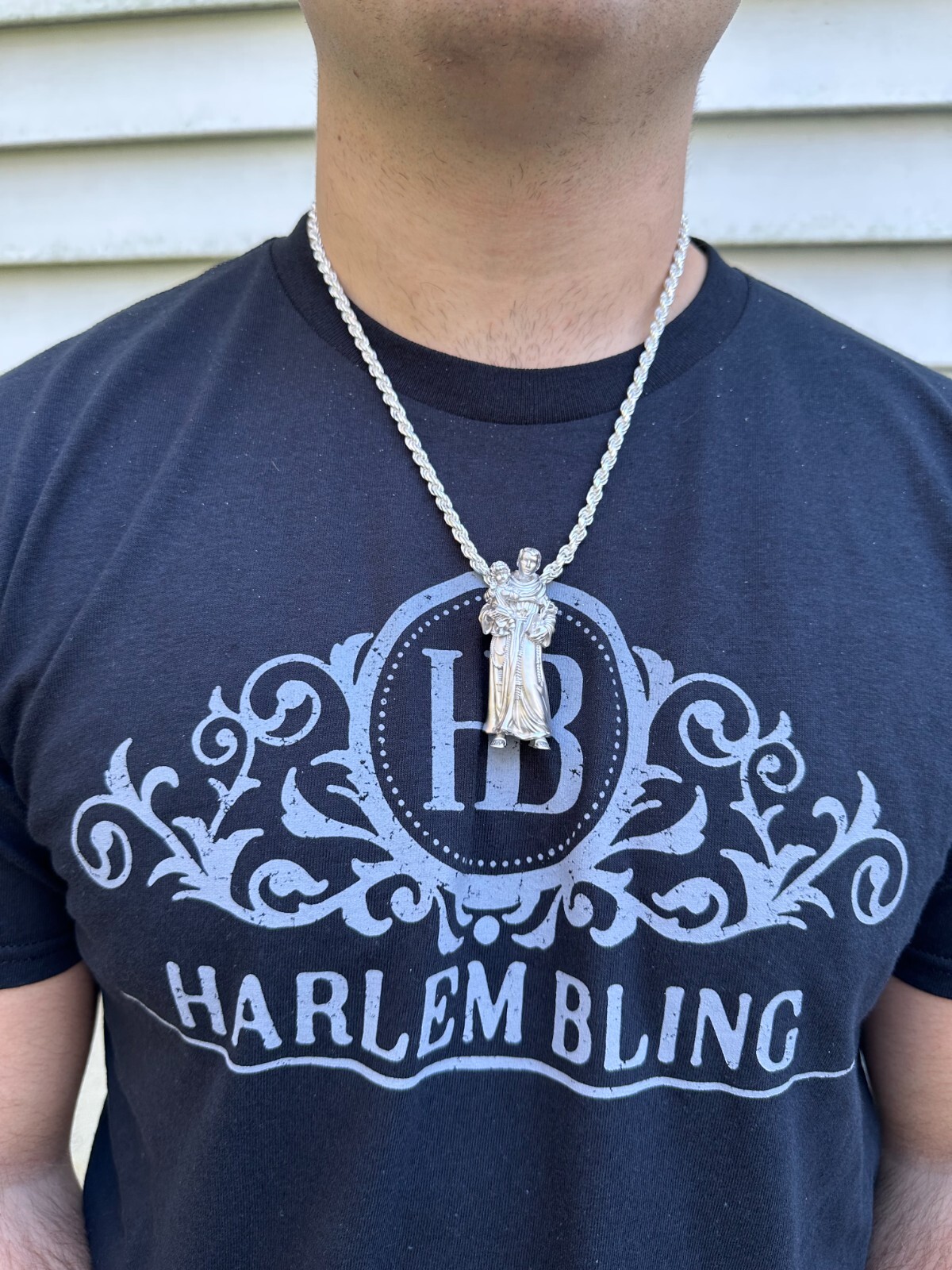 Pre-owned Harlembling Heavy 3d St Joseph W Baby Jesus Real 925 Silver 14k Yellow Gold Pendant Necklace
