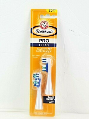 ARM & HAMMER Spinbrush Pro-Clean Replacement Brush Head Soft  2 ea Lot of 3