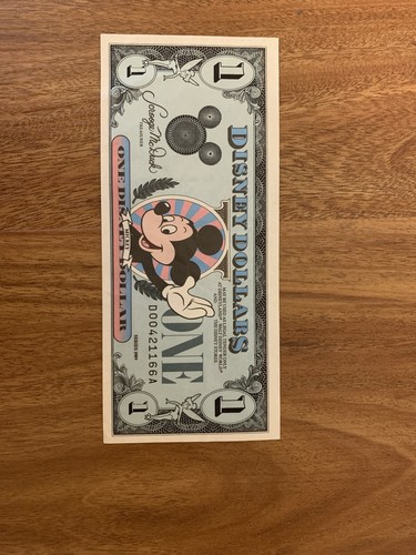DISNEY DOLLARS Mickey Mouse $1 Bill - 1989 Series