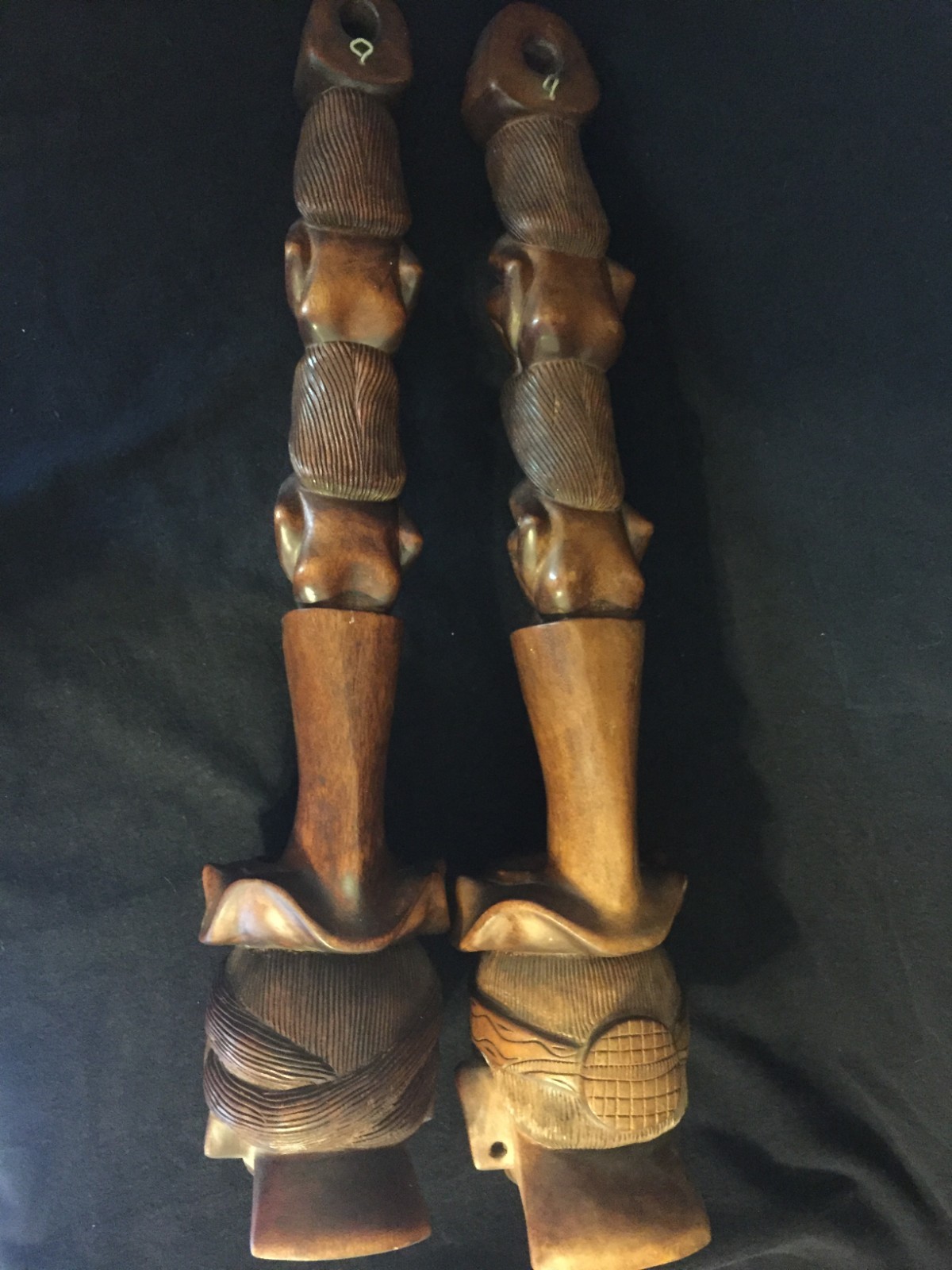 Unique Vintage Wood Carved Heads Wall Art