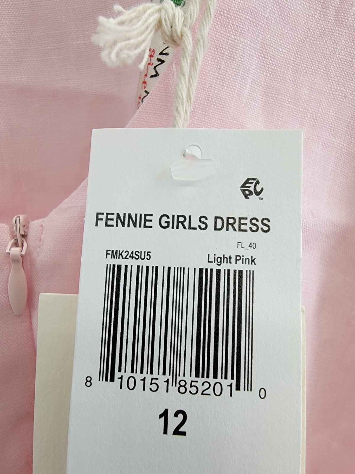 Fanm Mon Fennie Floral Embroidered Linen Dress Girls' 12 Pink Scoop Neck S/S - Picture 17 of 17
