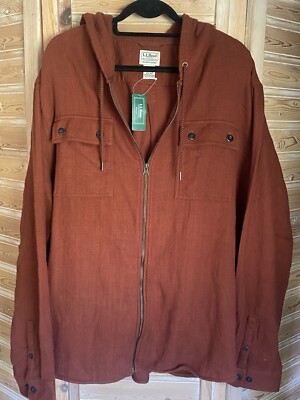 L.L. Bean Men's 1912 Field 100% Cotton Shirt, Hooded, Slightly Fitted NWT