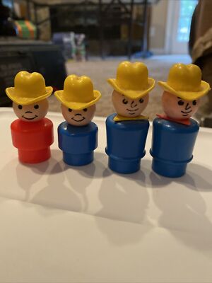 Vintage 70s 80s Fisher Price Little People Farmer Son Lot 4 Farmer Father Son