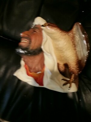 Vintage RARE Bossons Chalkware Head Arab Man Sheik Falcon Plaque bad condition