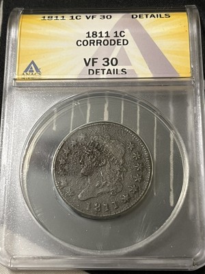 1811 Large Cent Rare Key Date Vf-30 Straight Grade $1600 Dealer Bid !!
