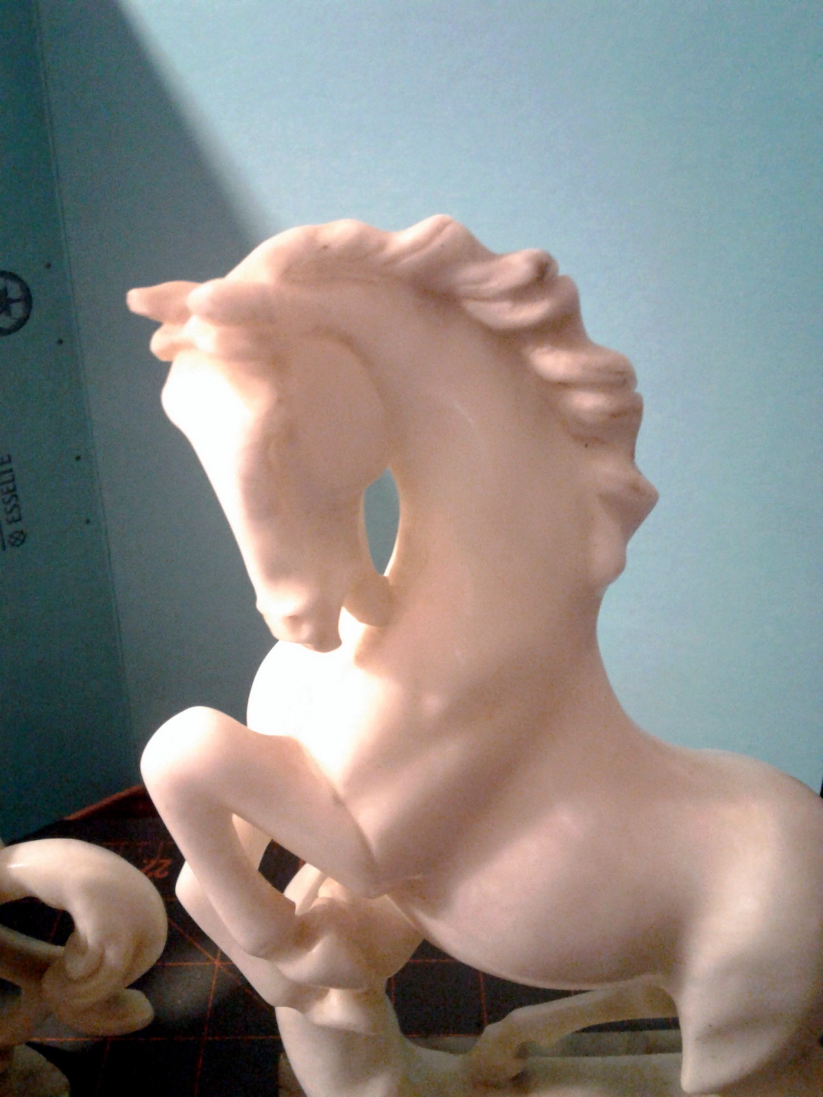 White Rearing Stallions or Horses Book Ends Alabaster and Marble Vintage