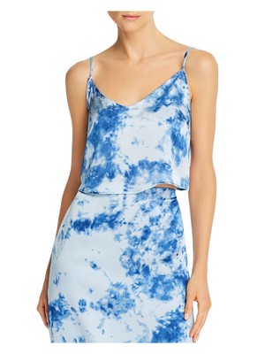 

FORE Женский синий укороченный топ на бретелях с принтом тай-дай, размер