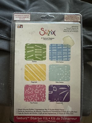 Sizzix Texturz Starter Kit  6 Texture Plates 654376-dashes, daisies, diagonals
