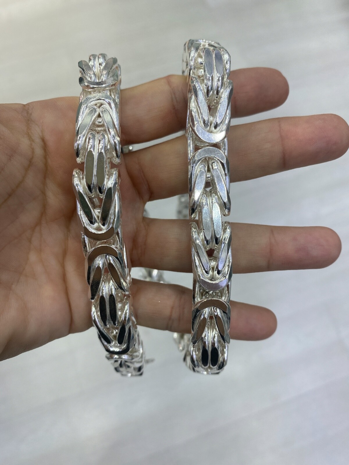 Pre-owned Handmade 12mm Byzantine Mens Silver Chain 925 Solid Sterling Silver 615gr 31.10"