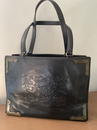 JPG Jean Paul Gaultier Large Embossed Logo Frame Shoulder Bag Rare Vintage