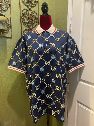 大きいサイズ＊グッチ ポロシャツ インターロッキング Gストライプ XXL 国内発送☆GUCCI】インターロッキングG ストライプ ポロシャツ