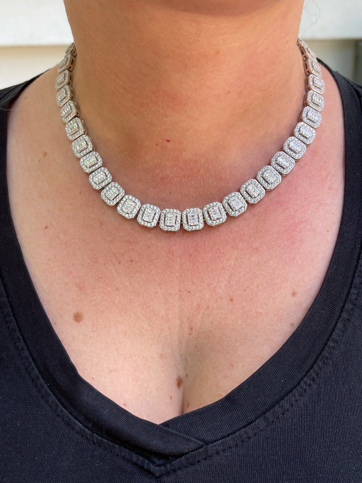 Pre-owned Silver Men's Ladies Square 10mm Baguette Chain Real 925  Iced Flooded Out Cz