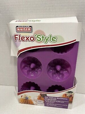 German Original Kaiser Backform 6 Cup Silicone Muffin Pan Purple Different Shape