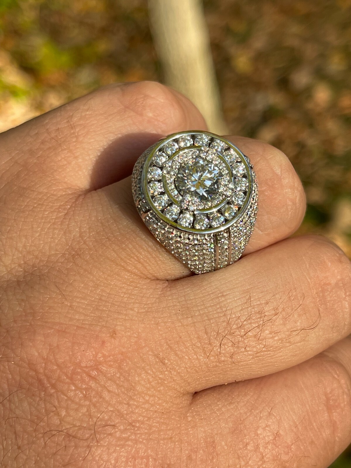 Pre-owned Pinky Large 925 Silver Iced Hip Hop 6ct Men's Moissanite Ring Pass Diamond Test