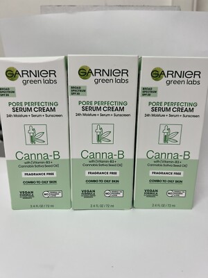 Garnier Green Labs Canna-B Pore Perfecting Serum Cream SPF 30 02/23 LOT OF 3
