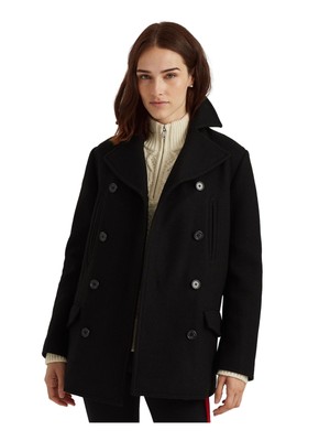 

RALPH LAUREN Женская черная двубортная зимняя куртка-бушлат на пуговицах, Черный, 200851773001