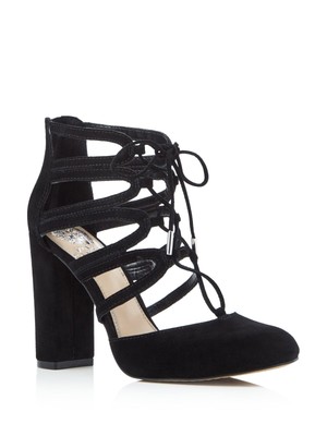 

VINCE CAMUTO Женские черные кожаные туфли-лодочки на блочном каблуке Shavona со шнуровкой Ghillie, 8 м, Черный, VC-SHAVONA