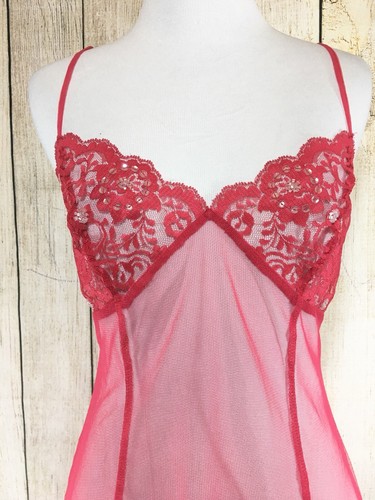 Victoria Secret Women’s Intimate Lingerie Lace Mesh See Through Red Small
