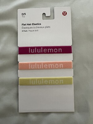 NWT Lululemon Flat Hair Elastics 6 Pack SPMY/T1cB Pink Blue Yellow Purple Orange